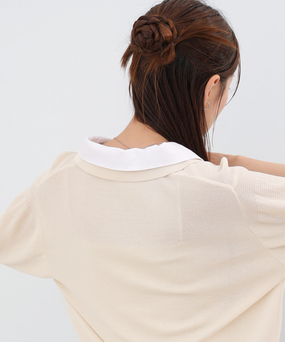 ダブルカラー衿付きポロニット