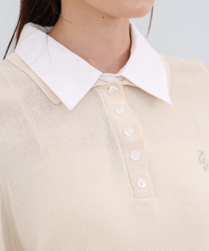 ダブルカラー衿付きポロニット