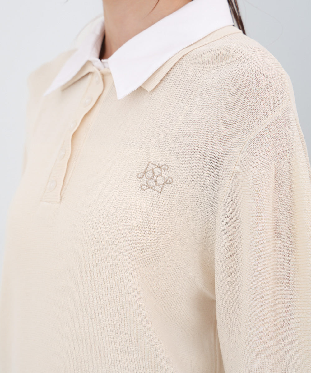 ダブルカラー衿付きポロニット