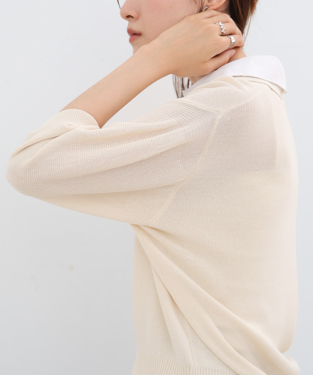 ダブルカラー衿付きポロニット