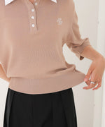 ダブルカラー衿付きポロニット