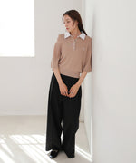 ダブルカラー衿付きポロニット