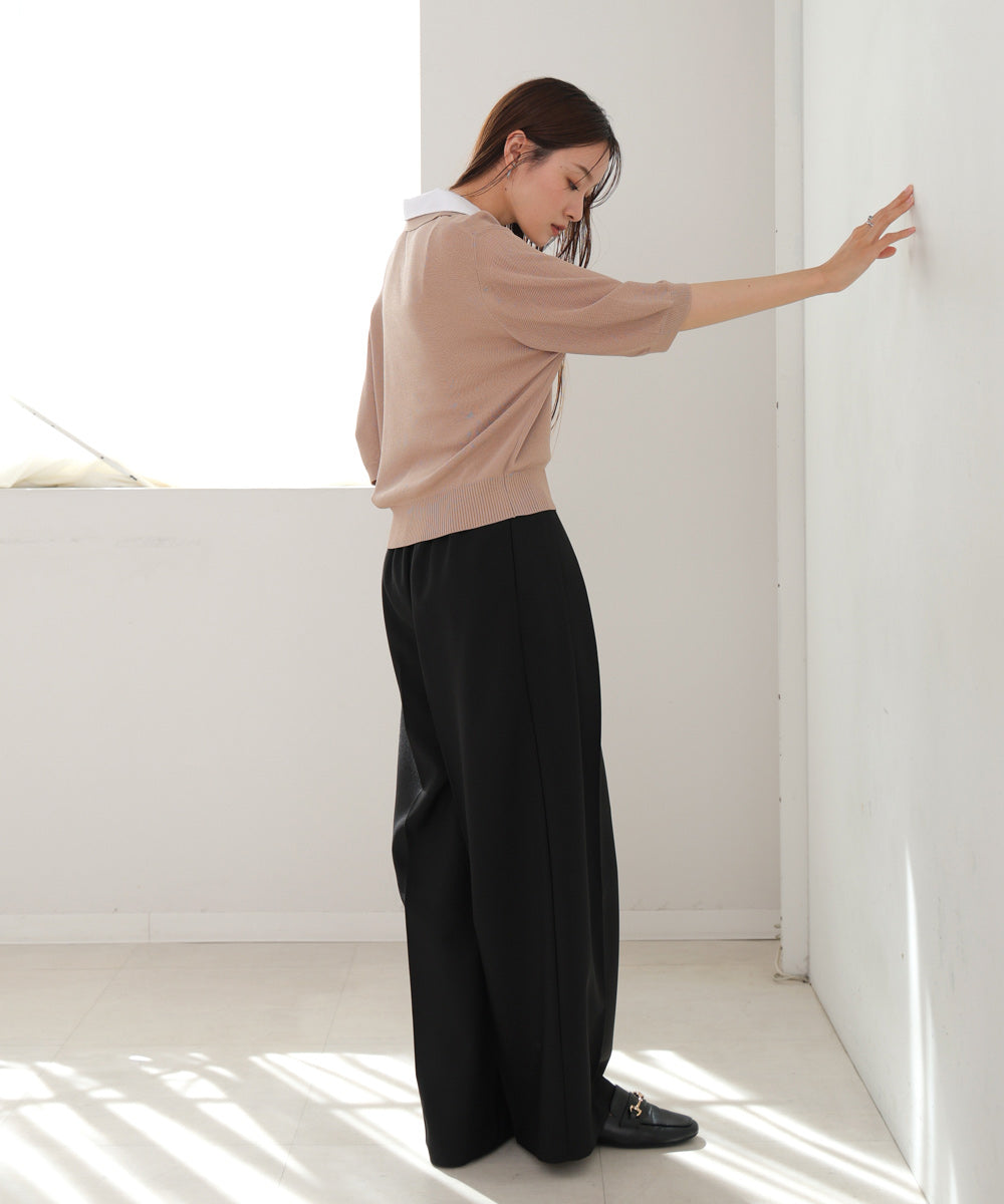 ダブルカラー衿付きポロニット