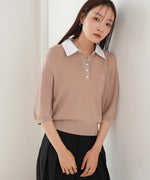 ダブルカラー衿付きポロニット