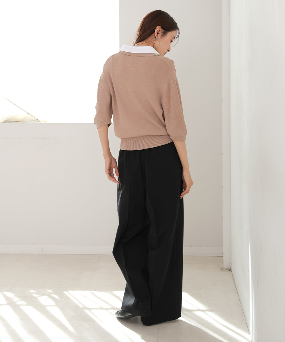 ダブルカラー衿付きポロニット