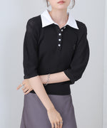 ダブルカラー衿付きポロニット