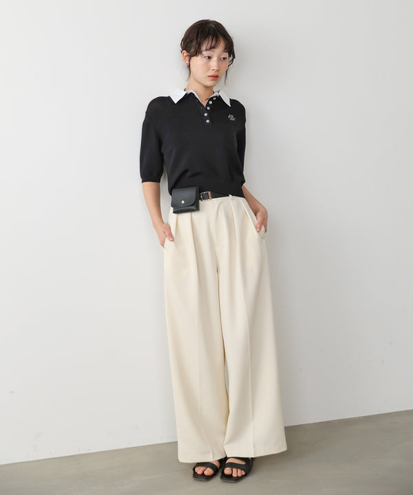 ダブルカラー衿付きポロニット