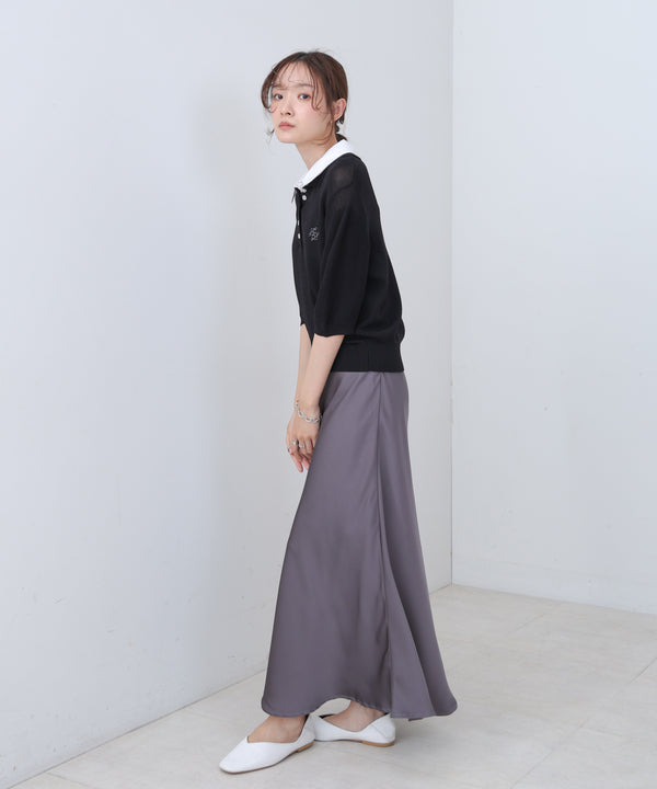 ダブルカラー衿付きポロニット