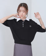 ダブルカラー衿付きポロニット