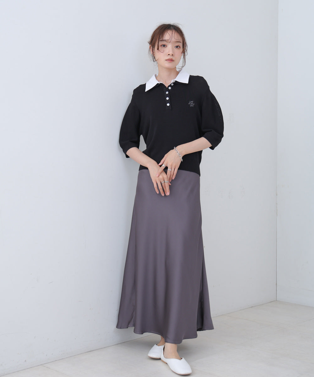 ダブルカラー衿付きポロニット