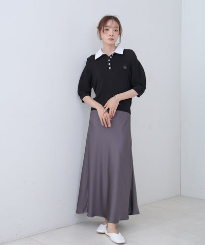 ダブルカラー衿付きポロニット