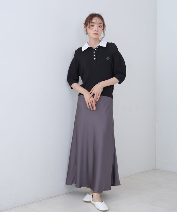 ダブルカラー衿付きポロニット