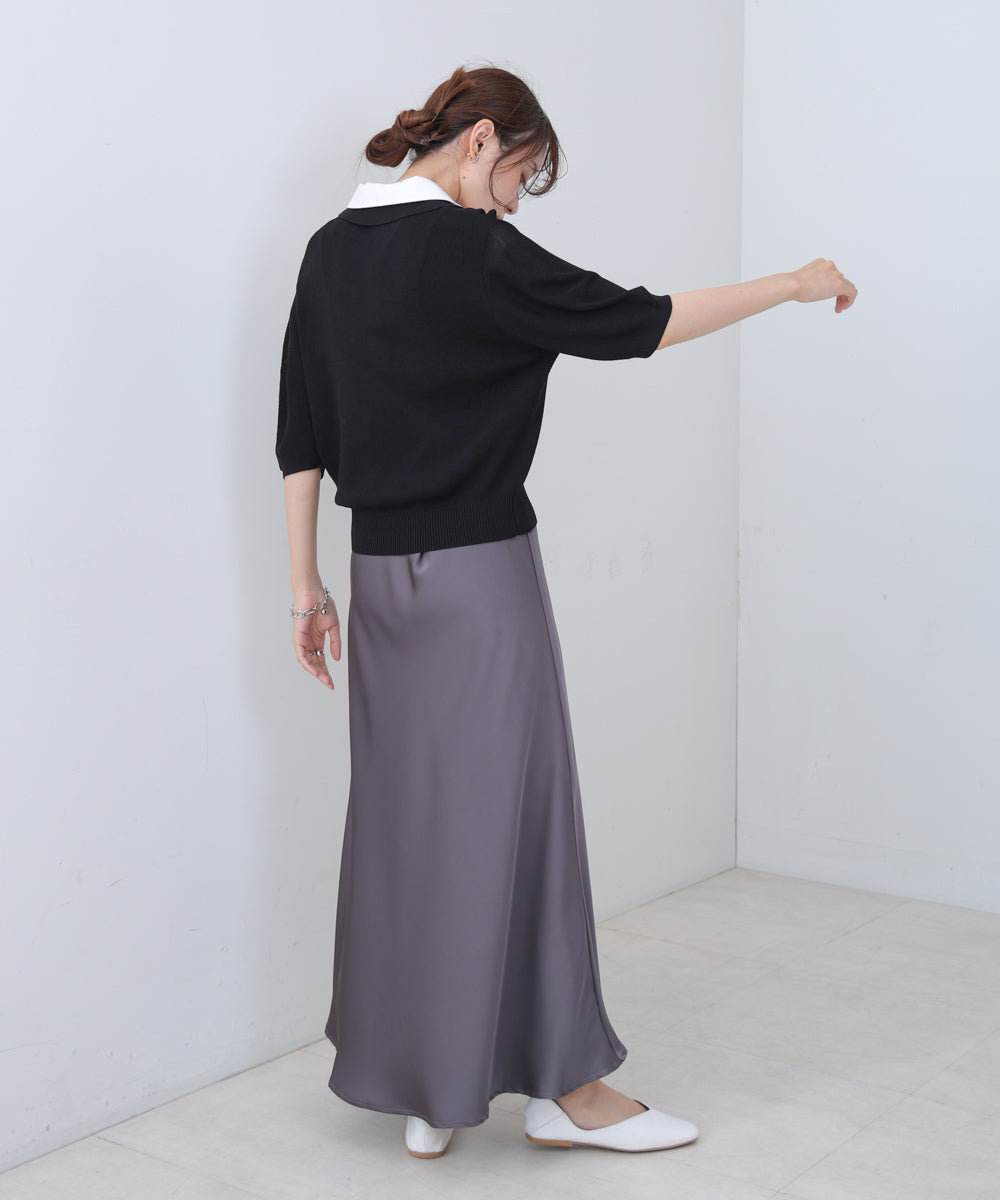 ダブルカラー衿付きポロニット