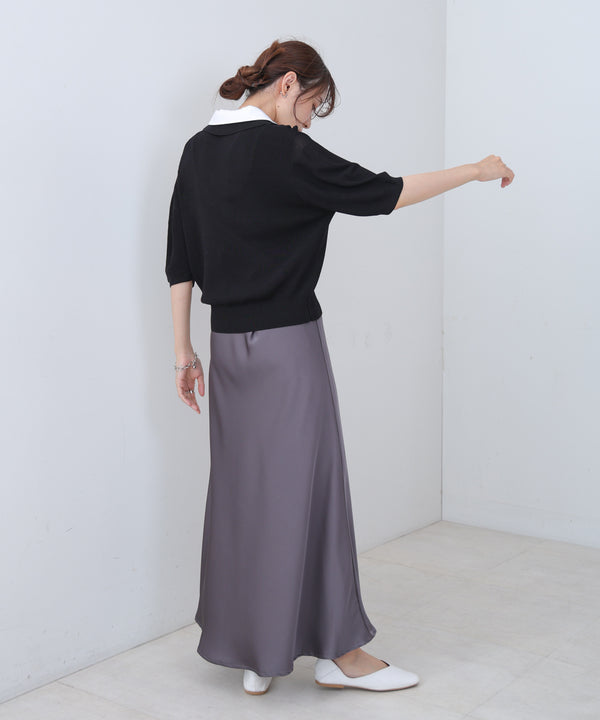 ダブルカラー衿付きポロニット