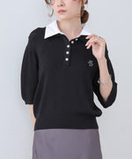 ダブルカラー衿付きポロニット