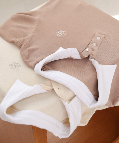 ダブルカラー衿付きポロニット