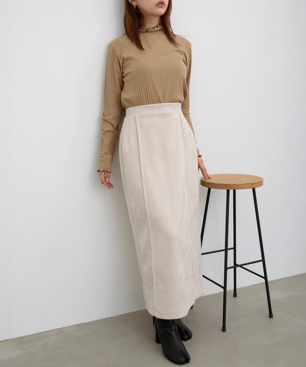 【選べる２タイプ】スウェードロングスカート