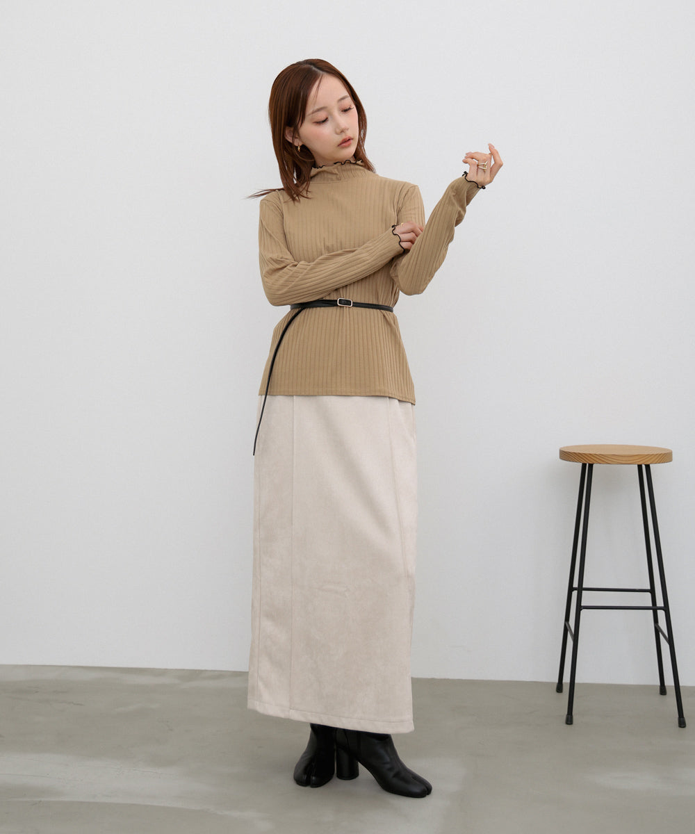 【選べる２タイプ】スウェードロングスカート