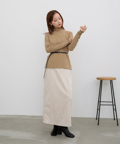 【選べる２タイプ】スウェードロングスカート