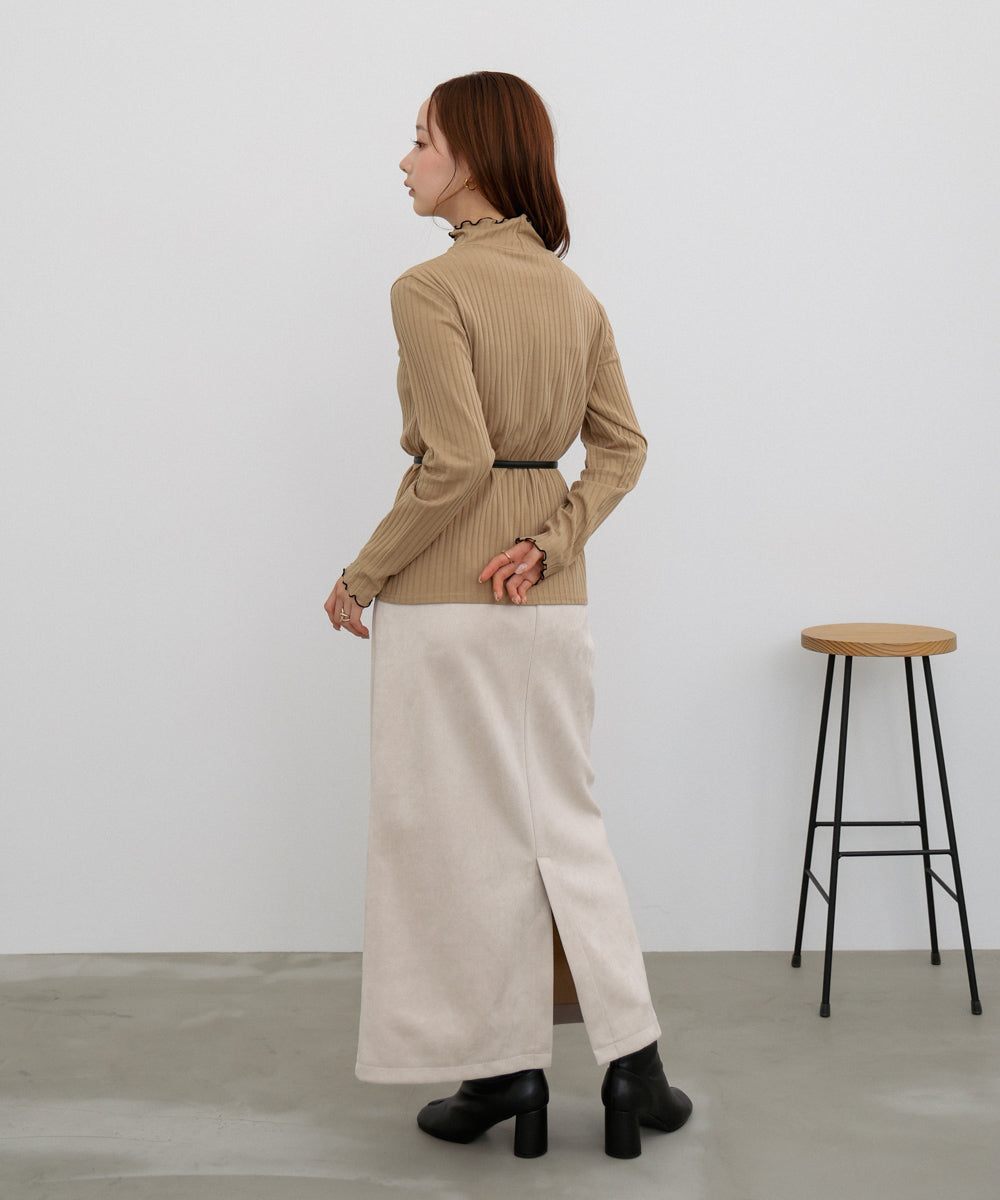 【選べる２タイプ】スウェードロングスカート