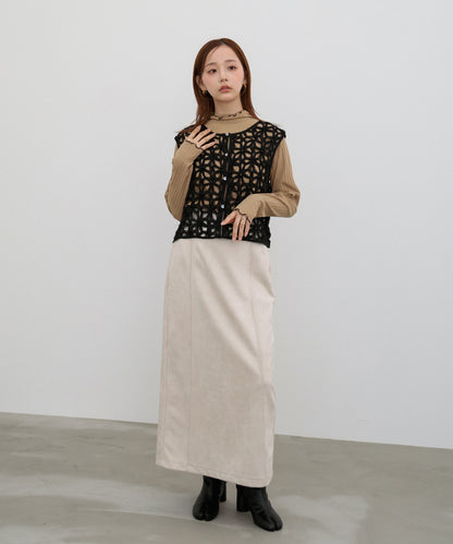 【選べる２タイプ】スウェードロングスカート