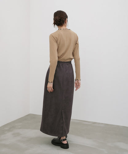 【選べる２タイプ】スウェードロングスカート