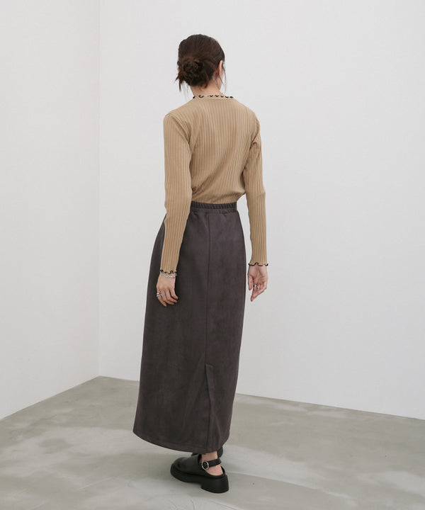 【選べる２タイプ】スウェードロングスカート