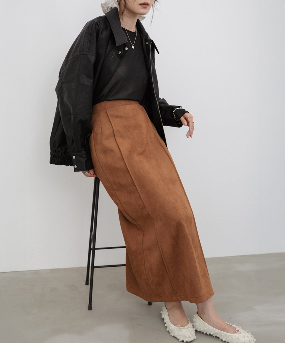 【選べる２タイプ】スウェードロングスカート