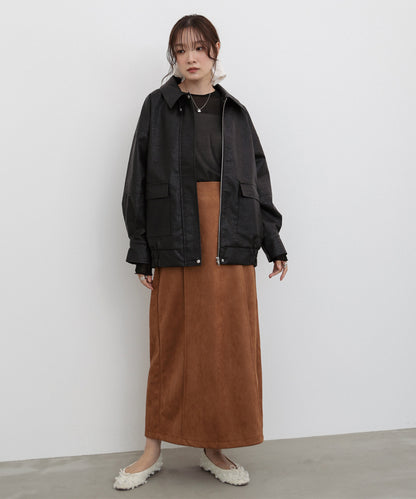 【選べる２タイプ】スウェードロングスカート