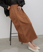 【選べる２タイプ】スウェードロングスカート