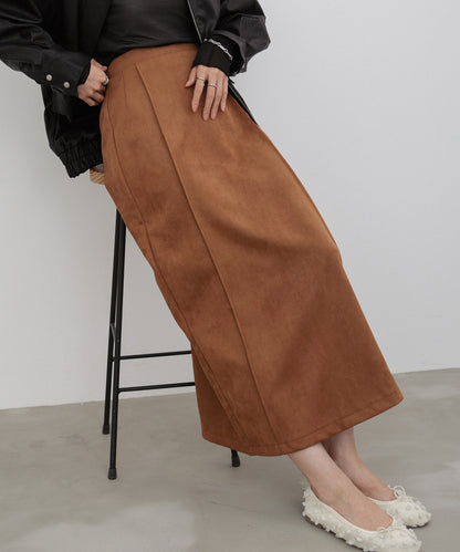 【選べる２タイプ】スウェードロングスカート