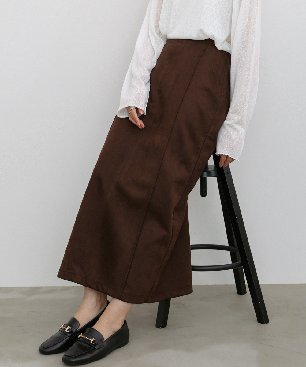 【選べる２タイプ】スウェードロングスカート