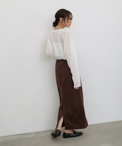 【選べる２タイプ】スウェードロングスカート