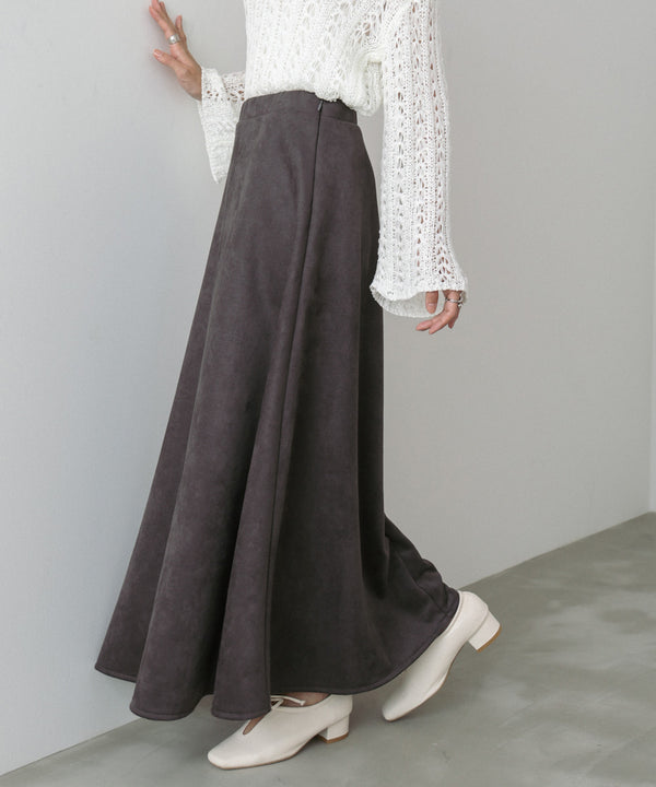 【選べる２タイプ】スウェードロングスカート