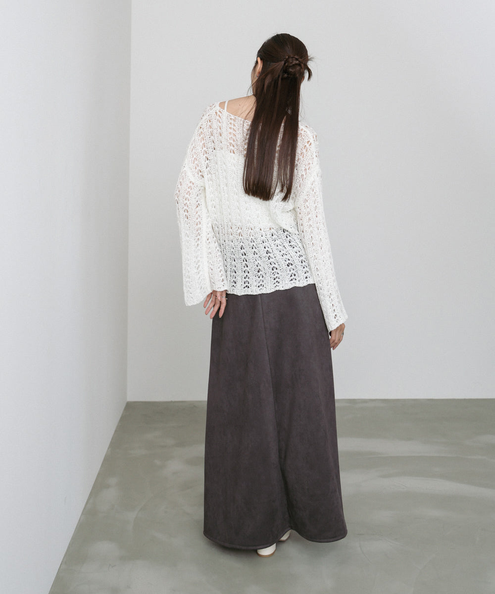 【選べる２タイプ】スウェードロングスカート