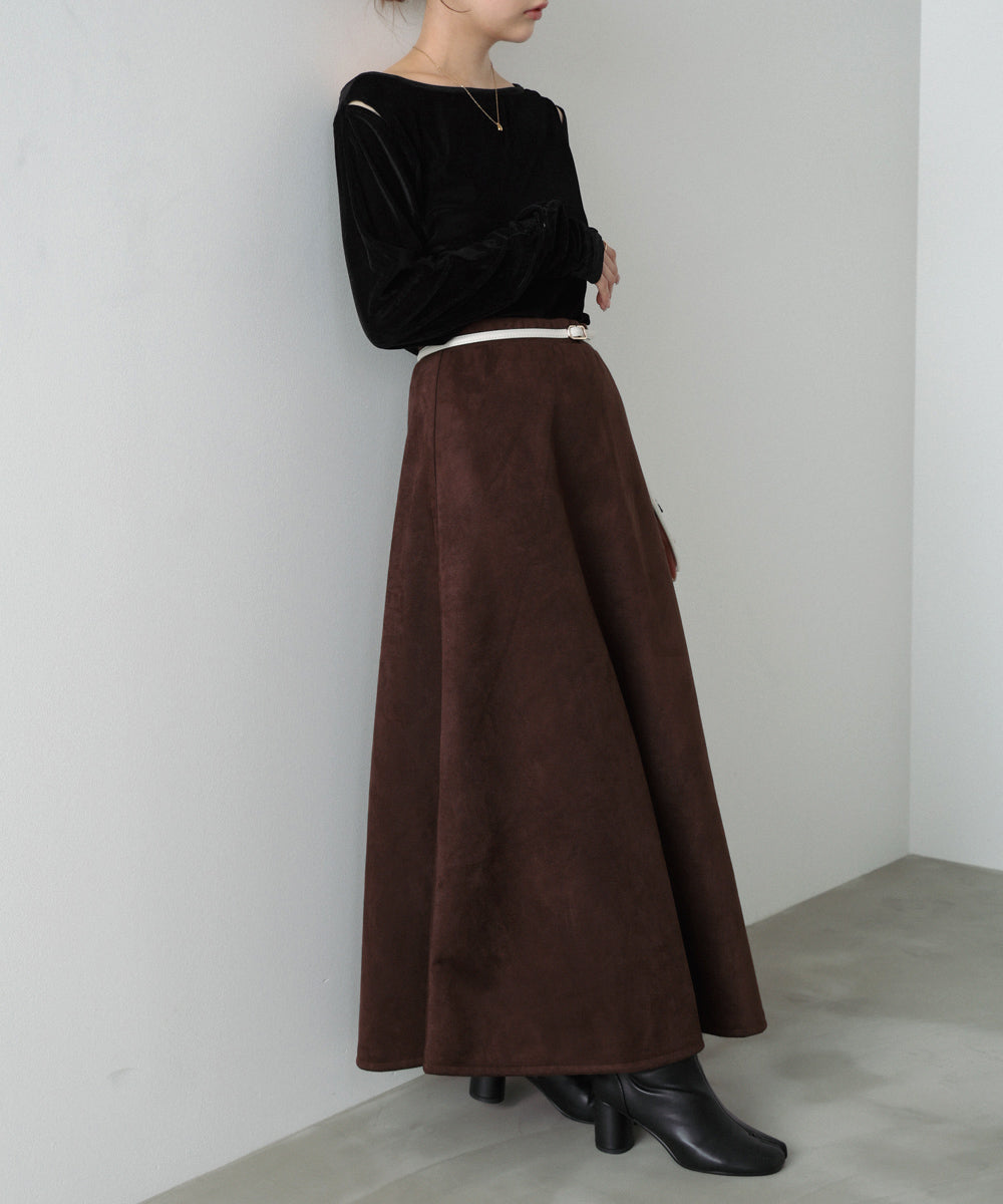 【選べる２タイプ】スウェードロングスカート
