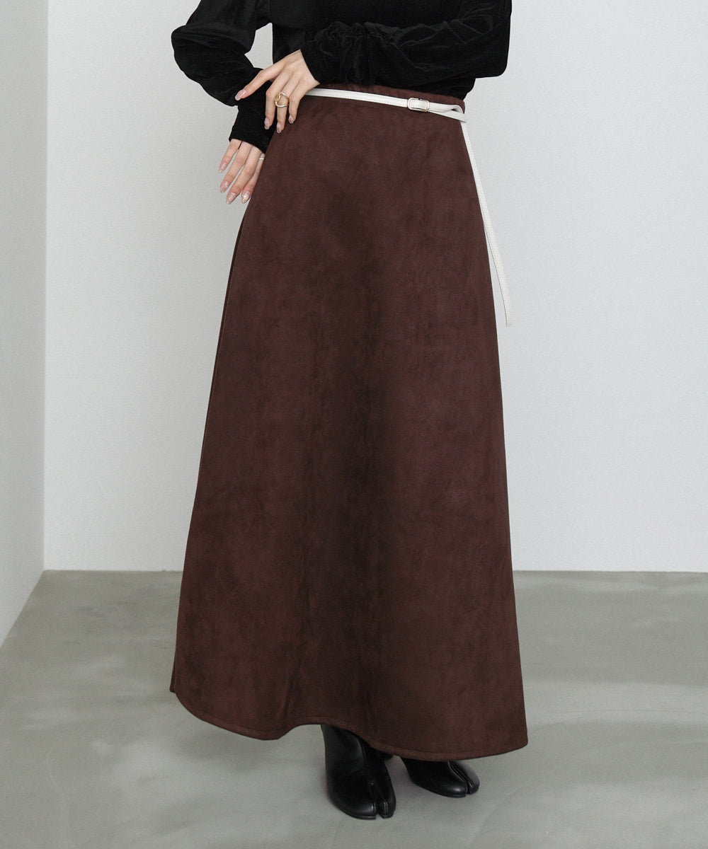 【選べる２タイプ】スウェードロングスカート