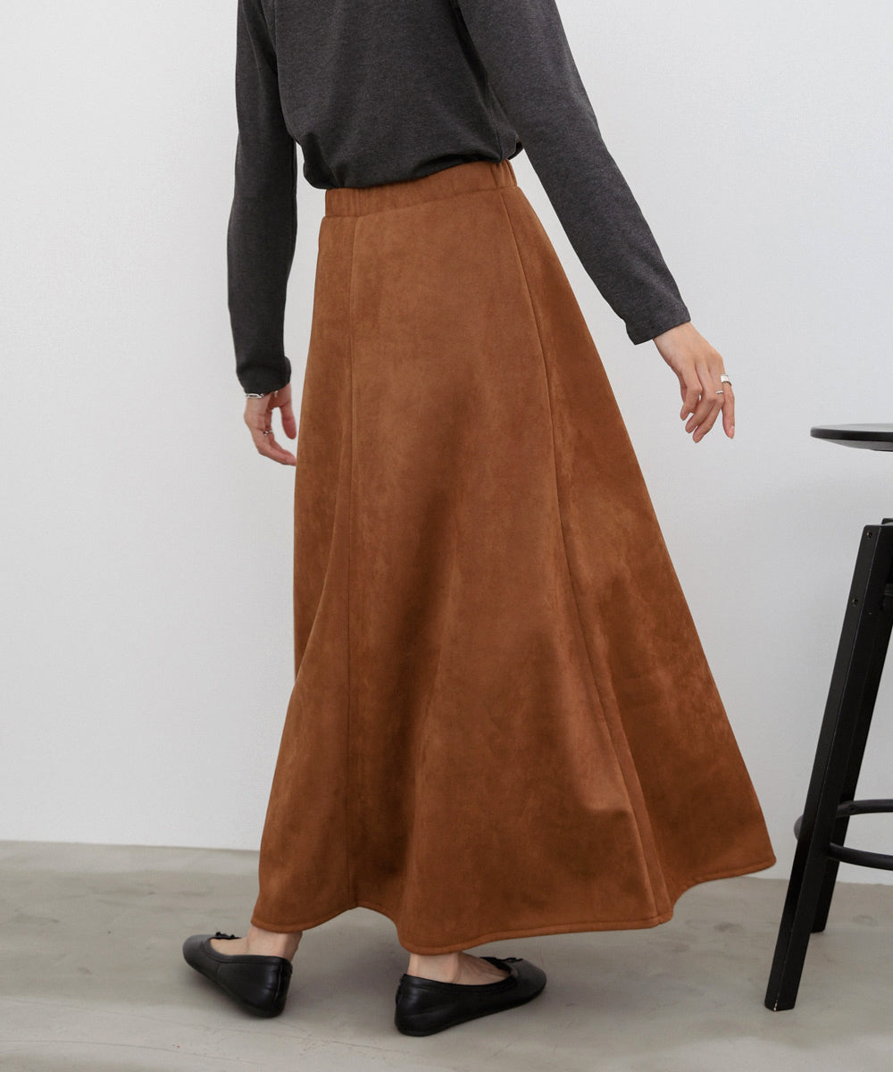 【選べる２タイプ】スウェードロングスカート