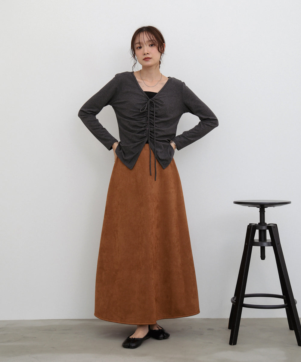 【選べる２タイプ】スウェードロングスカート