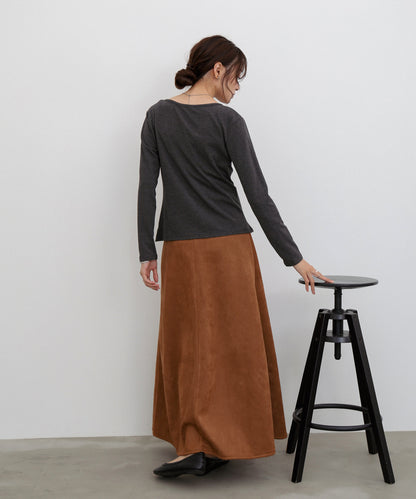 【選べる２タイプ】スウェードロングスカート