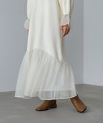 オーガンジー切替スウェットワンピース