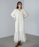 オーガンジー切替スウェットワンピース