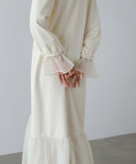 オーガンジー切替スウェットワンピース