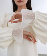 オーガンジー切替スウェットワンピース