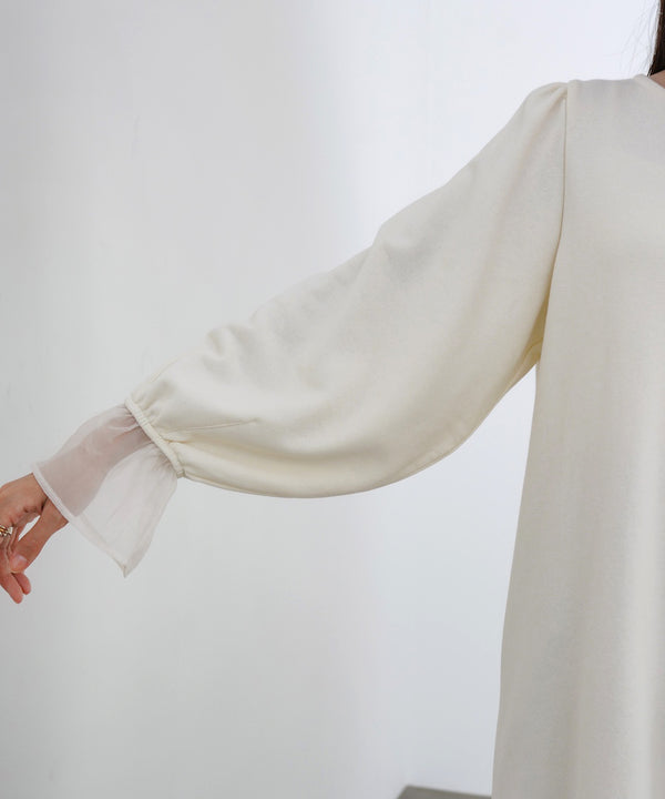 オーガンジー切替スウェットワンピース