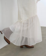 オーガンジー切替スウェットワンピース