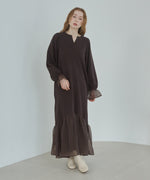 オーガンジー切替スウェットワンピース