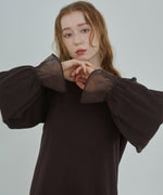 オーガンジー切替スウェットワンピース