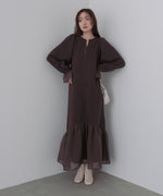 オーガンジー切替スウェットワンピース