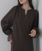 オーガンジー切替スウェットワンピース